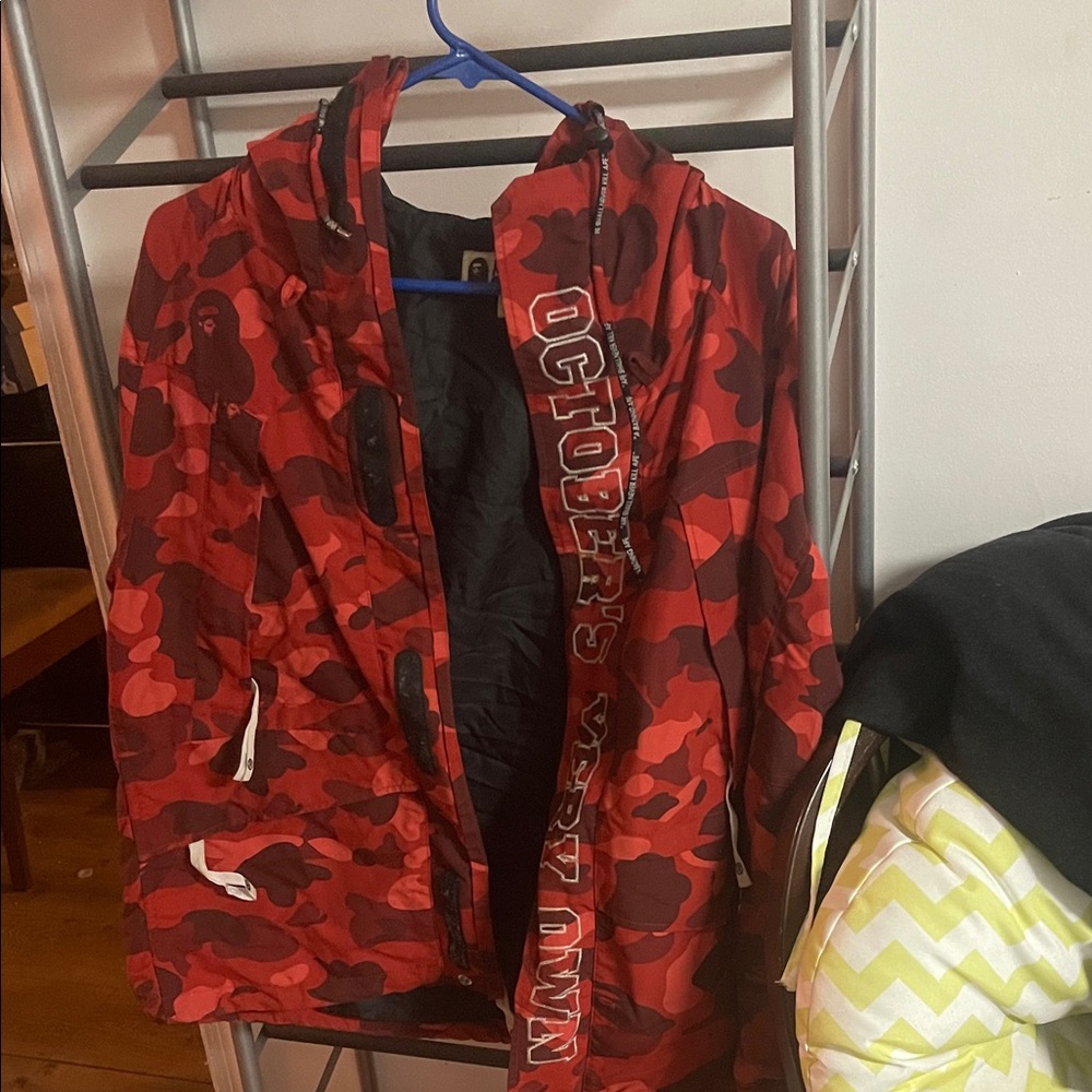 Vibrant Red Camouflage Kids Puffer Jacket